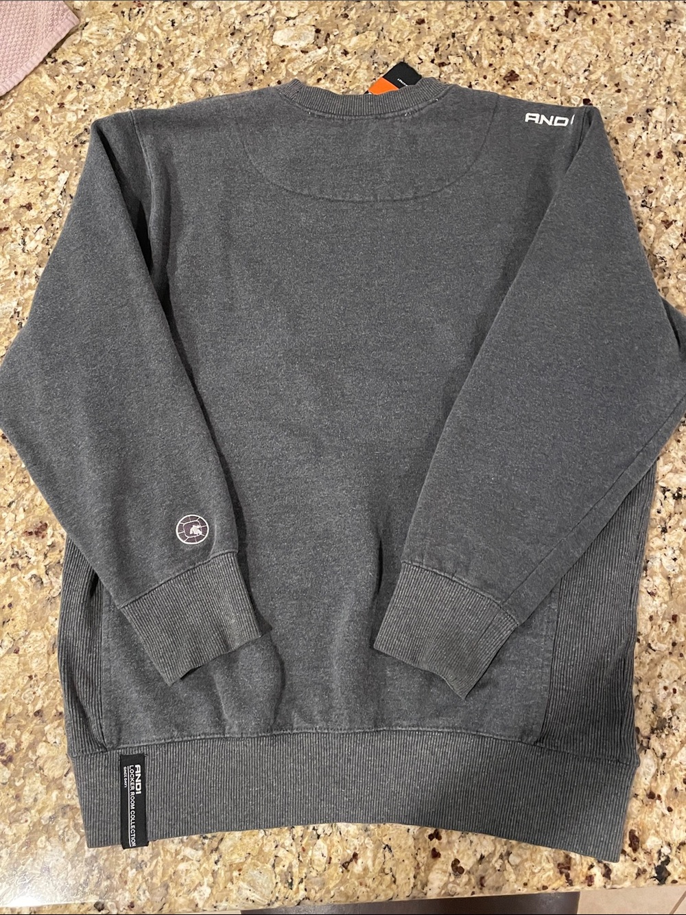 And1 Charcoal Gray Crewneck Sweatshirt with Raised Logo